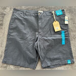 Men's Old School Brand Gray Flat Front Casual Shorts